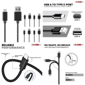 5-Pack USB-C to USB-C Cable 65W Fast Charging & Data Transfer