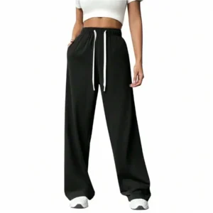 Women's Wide Leg Lounge Pants with Drawstring Waist and Pockets